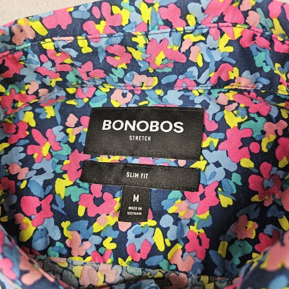 Bonobos Button Down Shirt Mens Medium Stretch Slim Fit Floral Short Sleeve Prep - Picture 5 of 12